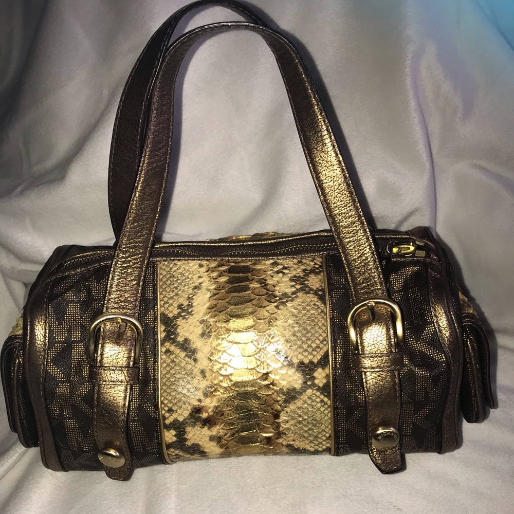 Authentic Michael Kors Bronze/Snakeskin Satchel!